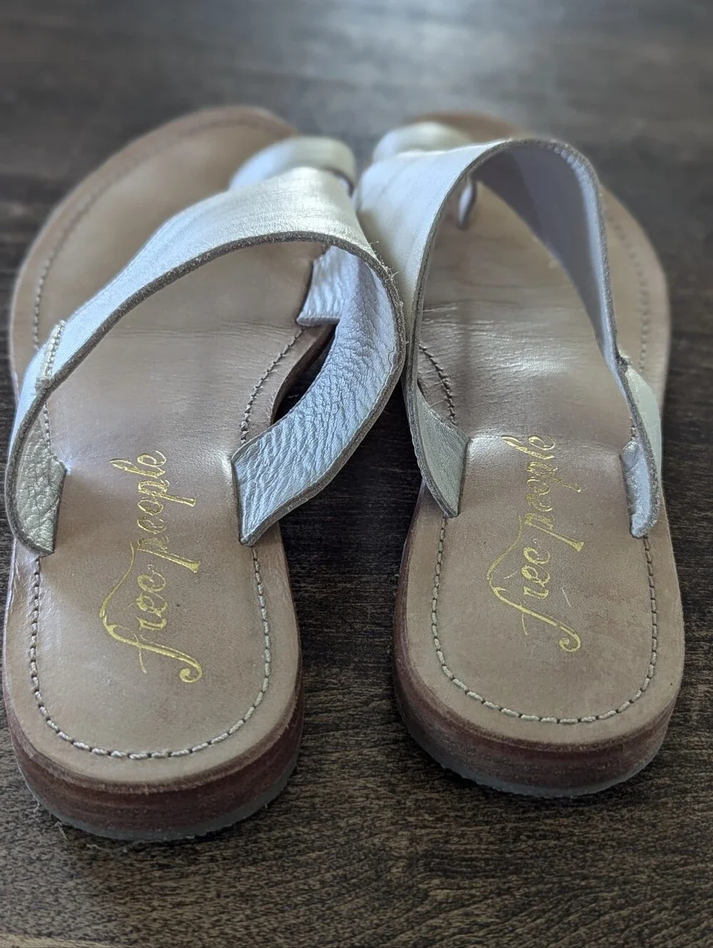 Free People Leather Slides Sandals Women's 39 Boho Minimal